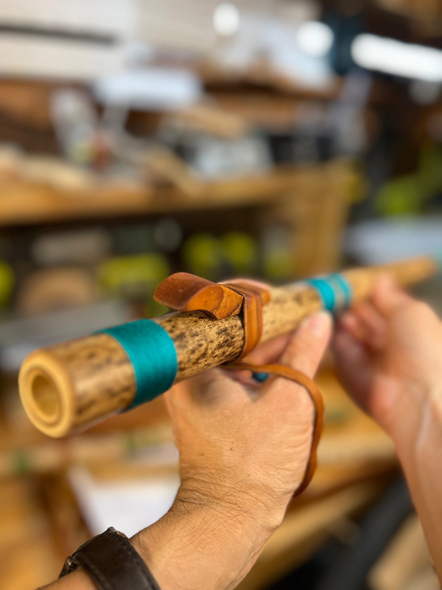 Natural Style - Native American flute (low E 440 Hz ) - turquoise accent