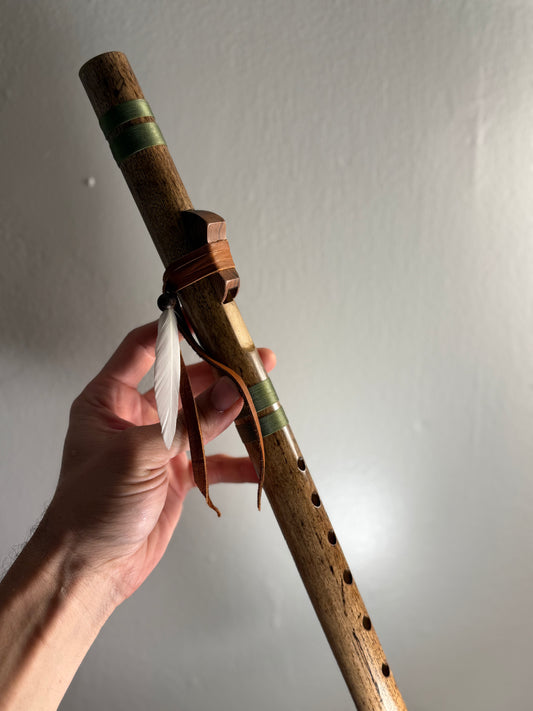 Native American inspired love flute -  (High C 440 Hz ) - green accent
