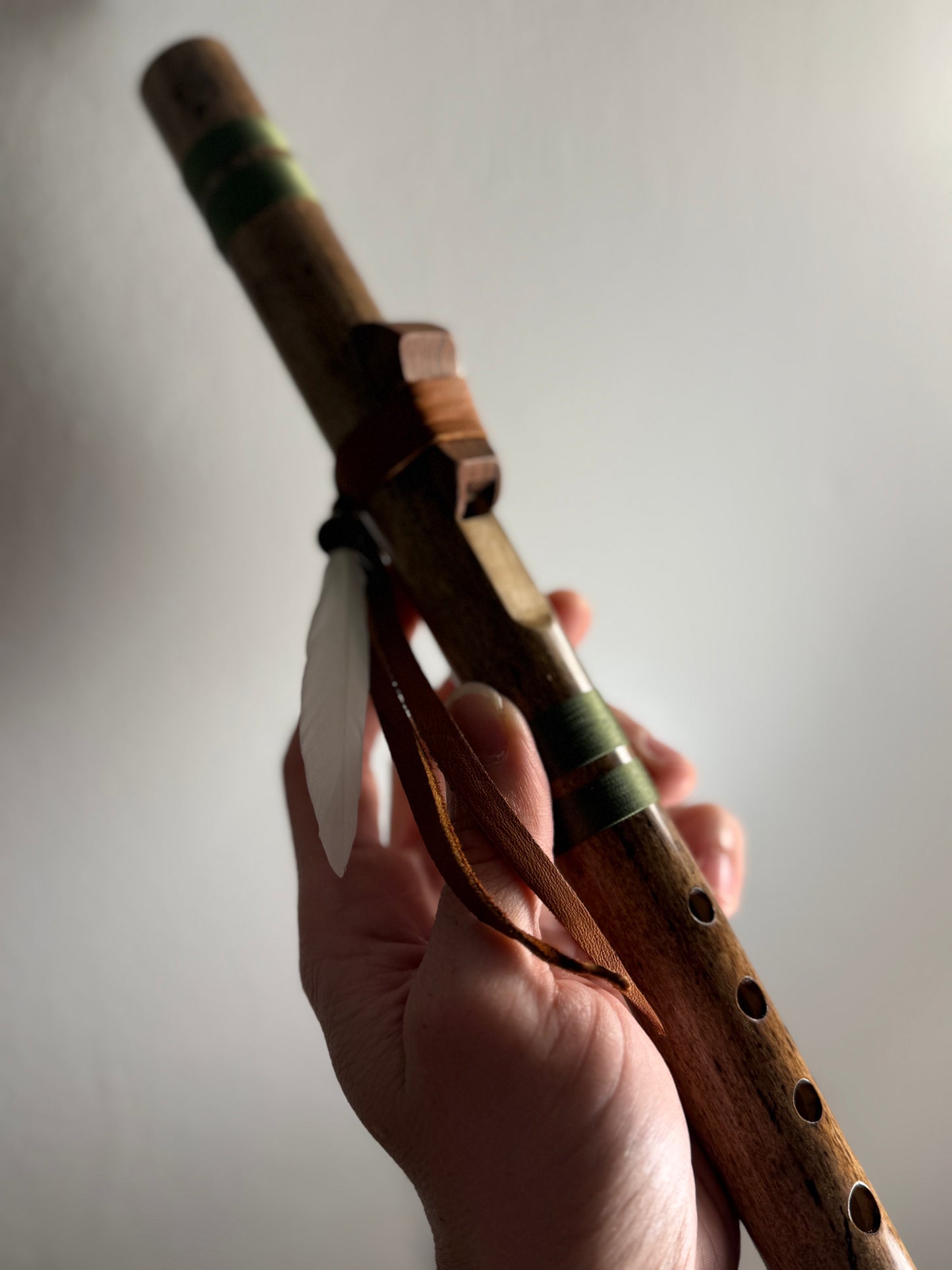 Native American inspired love flute -  (High C 440 Hz ) - green accent