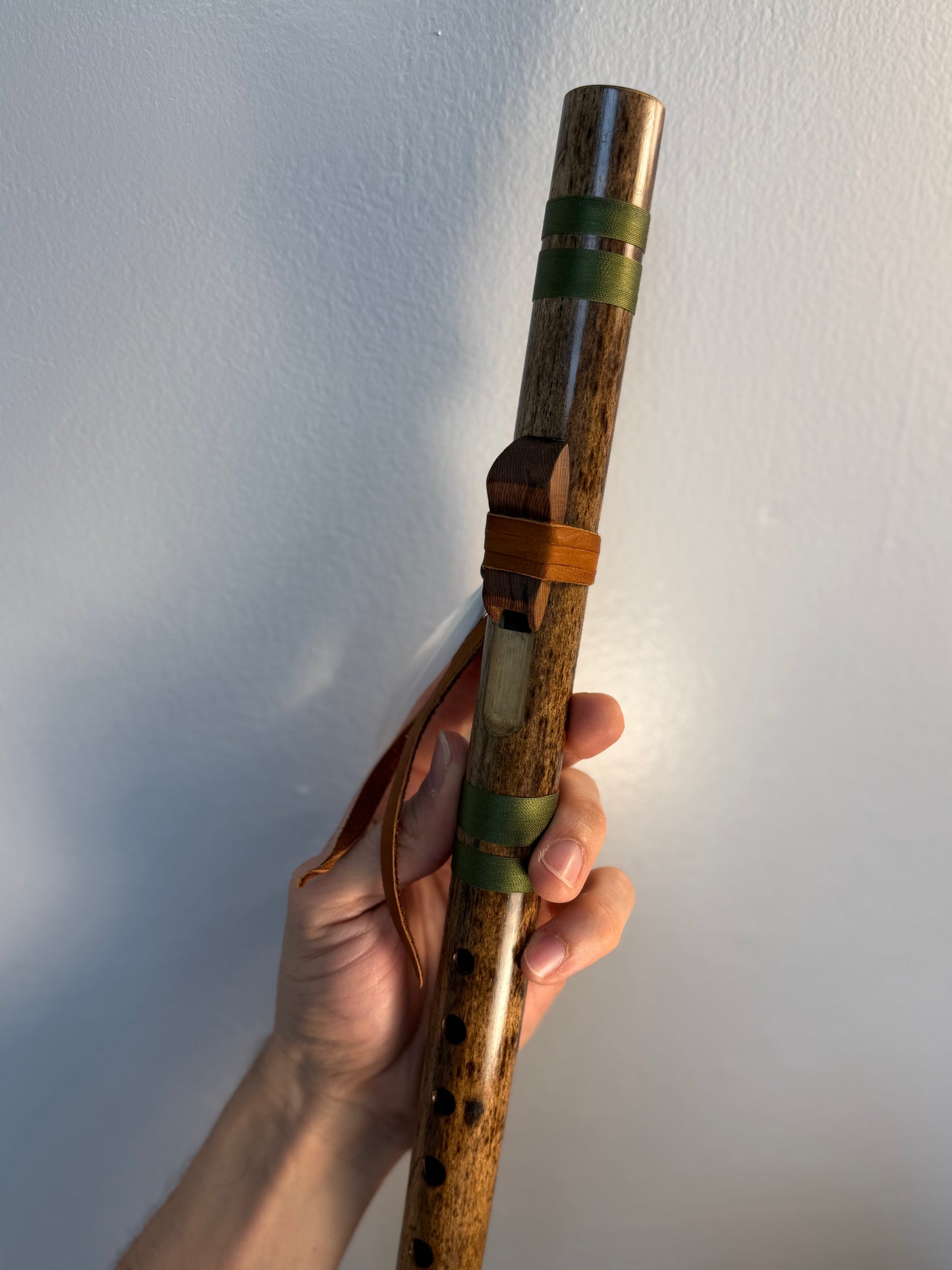 Native American inspired love flute -  (High C 440 Hz ) - green accent
