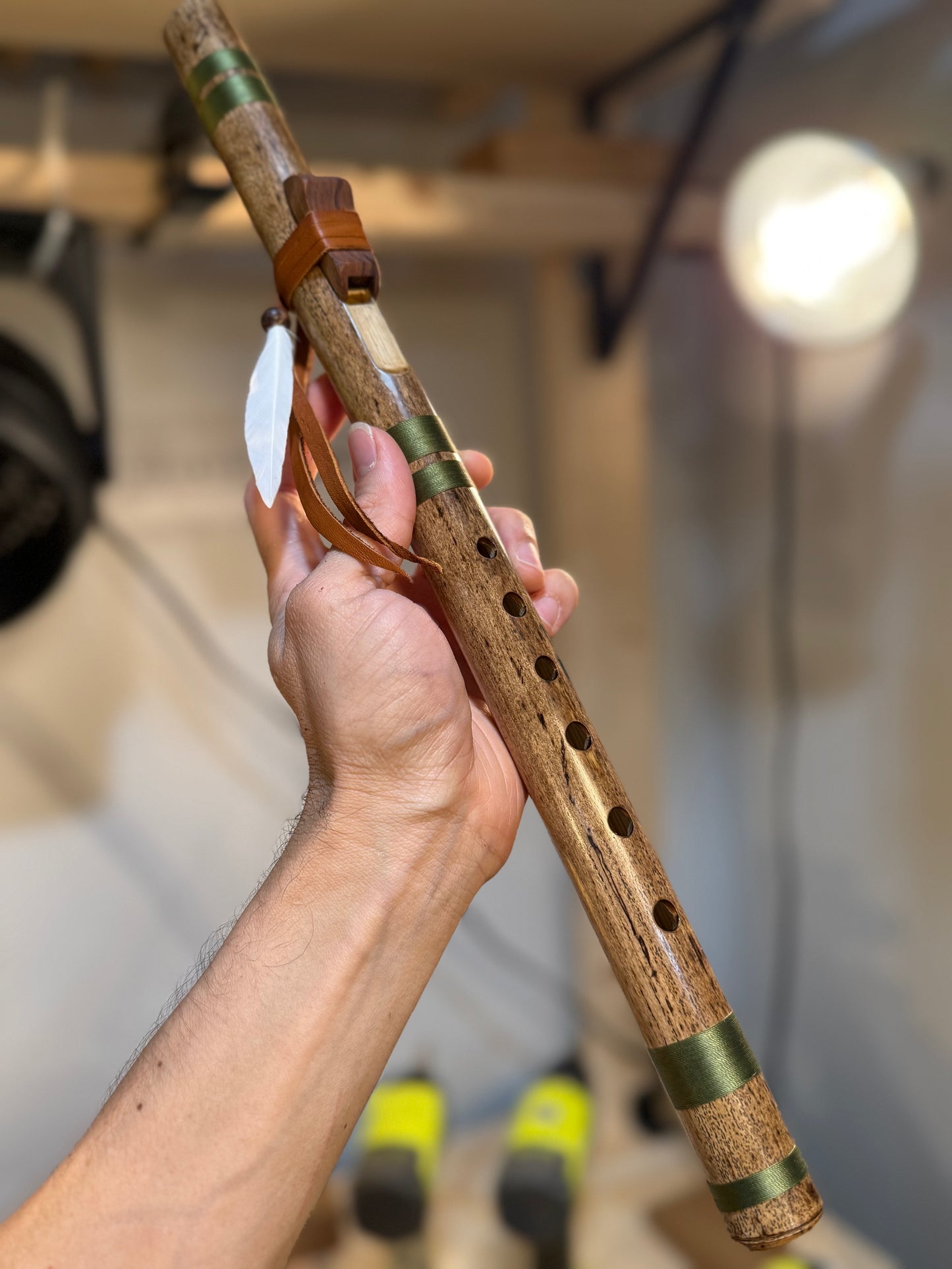 Native American inspired love flute -  (High C 440 Hz ) - green accent