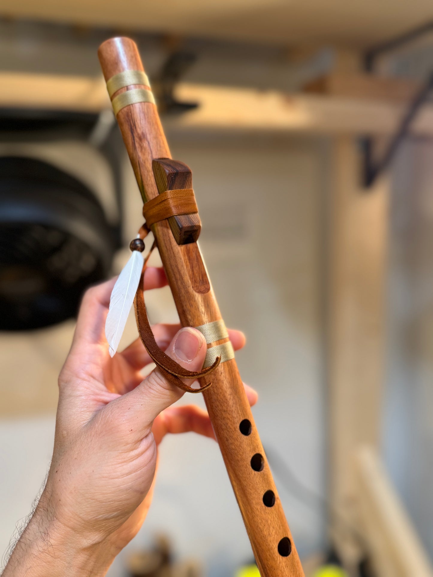 Native American inspired love flute - (Hardwood) -  (B 440 Hz )