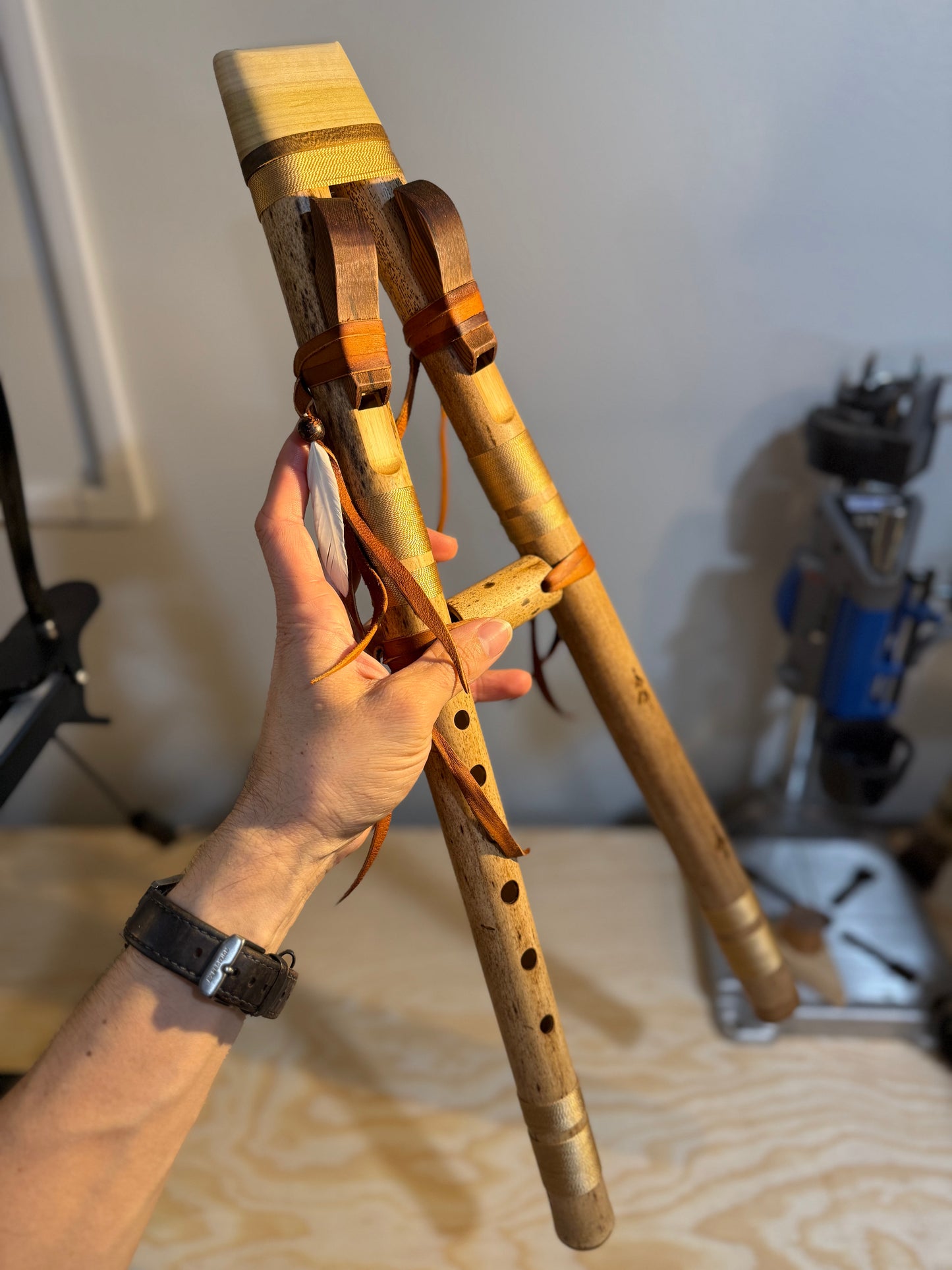 Native American Drone flute  - (G 440 Hz ) Golden Accent