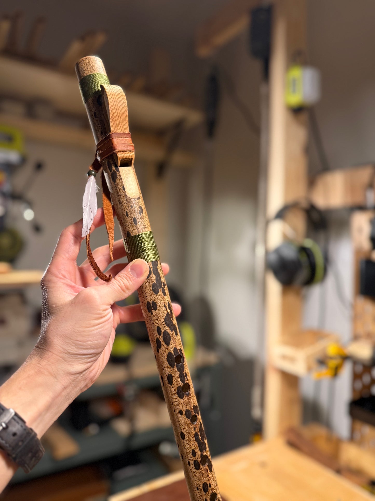 Natural Style - Native American flute (low E 440 Hz ) - green accent