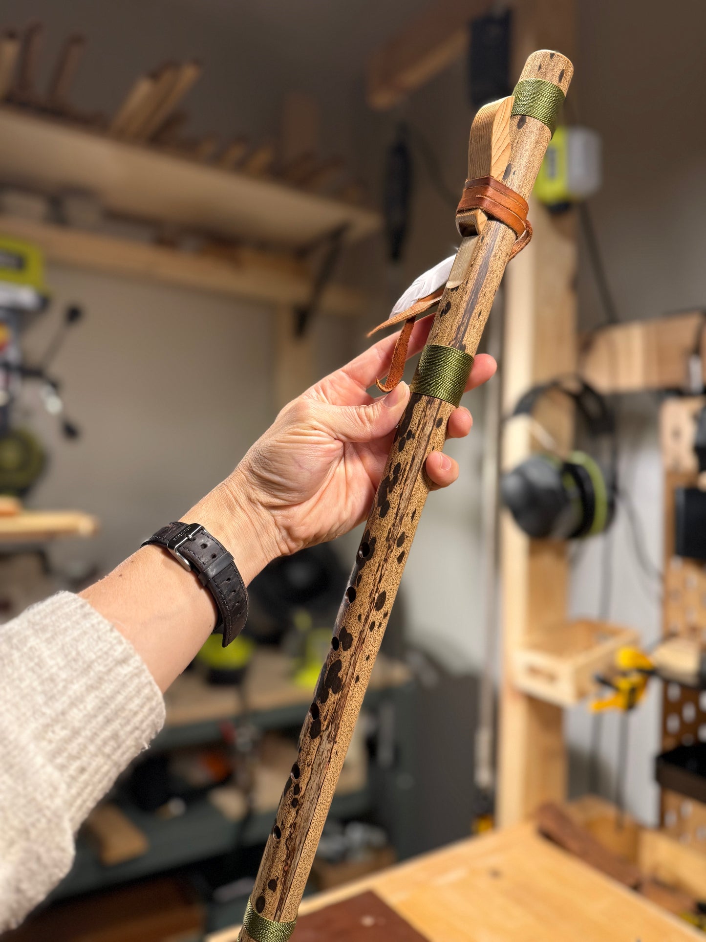 Natural Style - Native American flute (low E 440 Hz ) - green accent